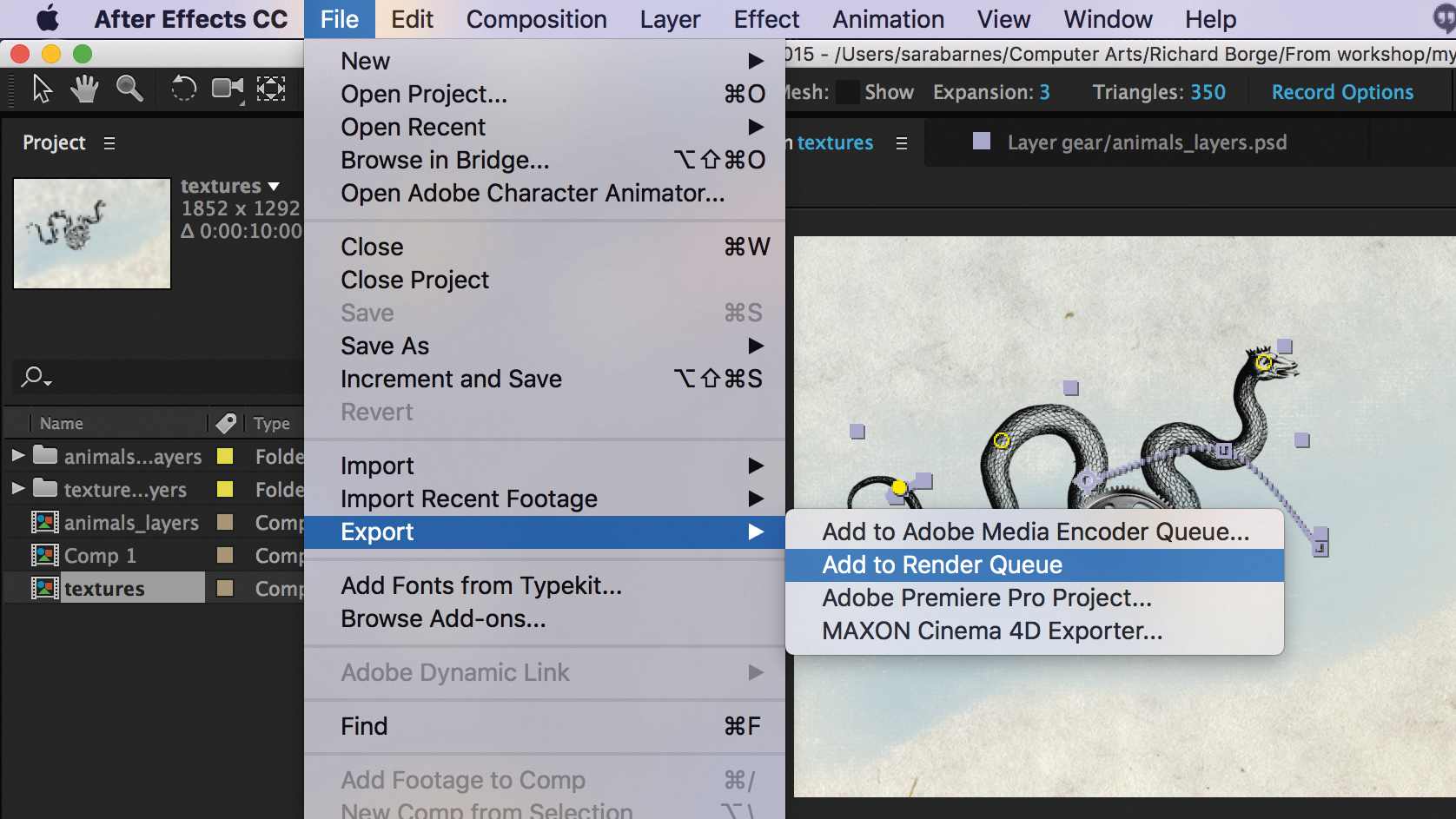 Export your animated illustration [click the top-right arrows icon to enlarge this screenshot]