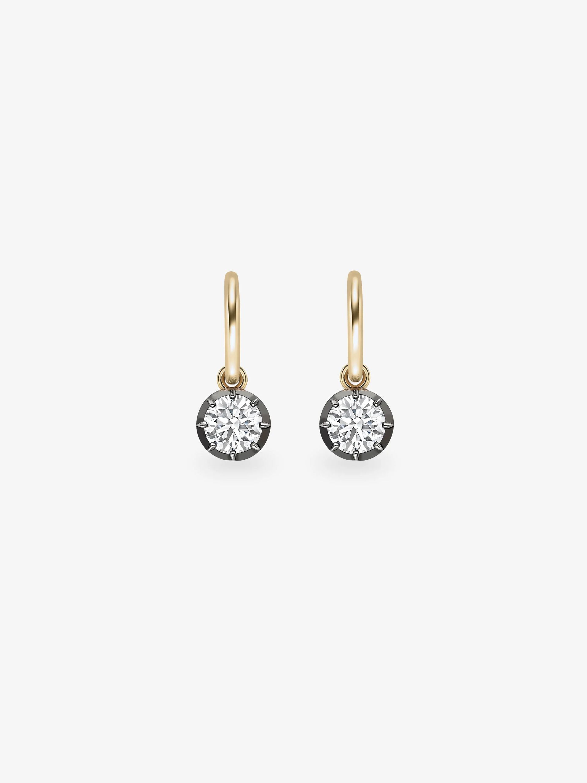 0.70ct Diamond & Blackened Gold Gypset Hoop Earrings