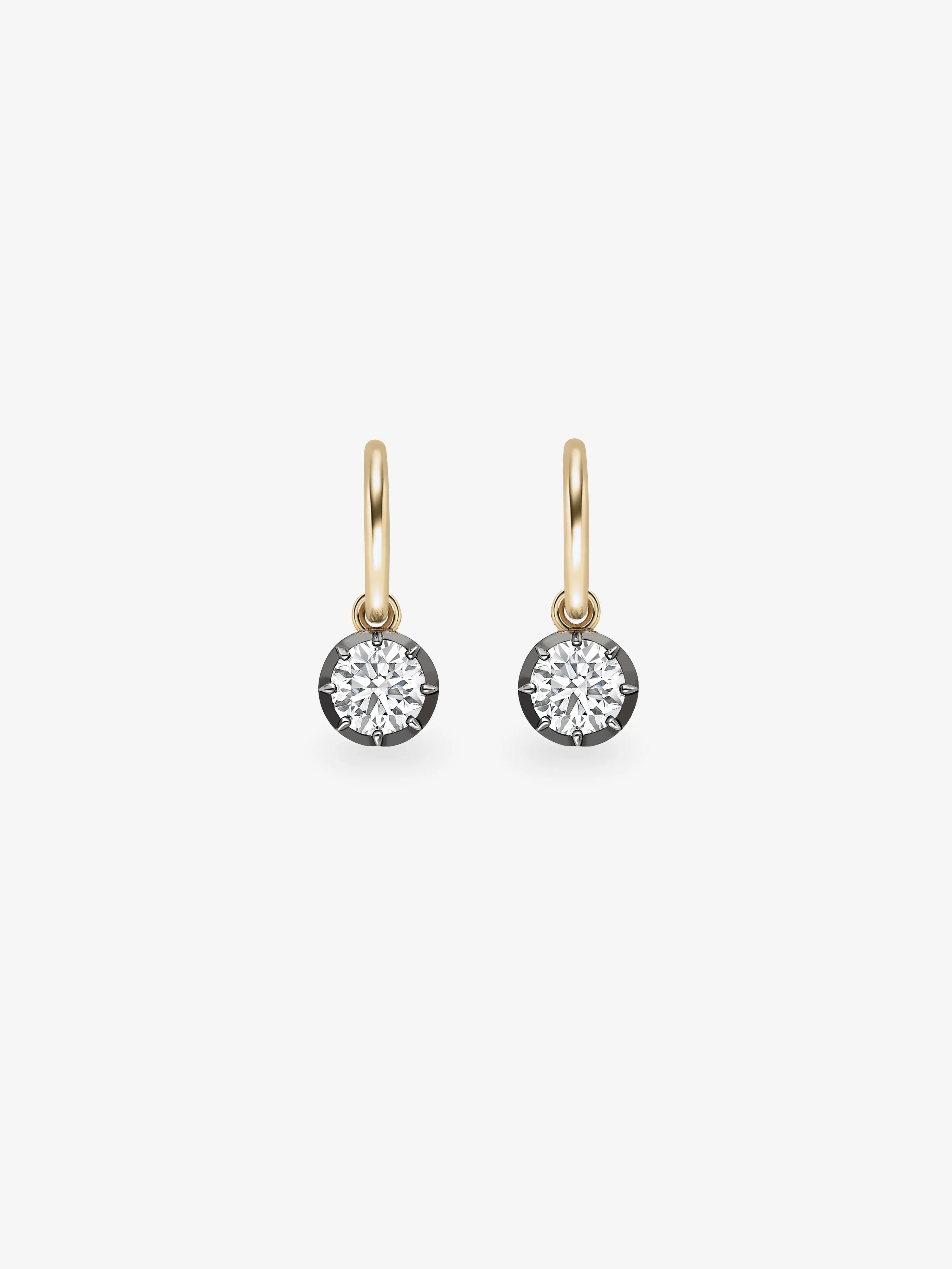 0.70ct Diamond 
Blackened Gold Gypset Hoop Earrings