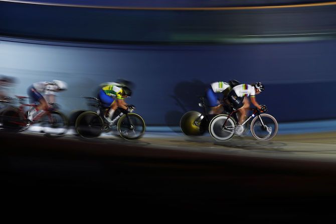 Kirsten Wild of the Netherlands in action in the women's 20km points race on day four of the 2018 London Six Day