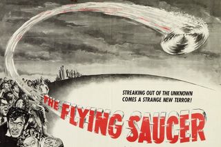 Promotional poster for the 1950 film 'The Flying Saucer.'