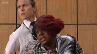 Kim Fox has a panic attack in court in EastEnders