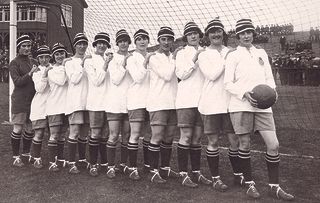 During and just after World War One footballers were women, many of whom played for teams made up of factory workers supporting the war effort.