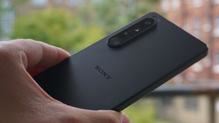 The Sony Xperia 1 IV in a hand.