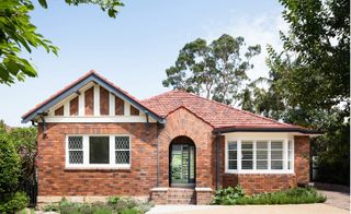 Red brick facade of the bungalow