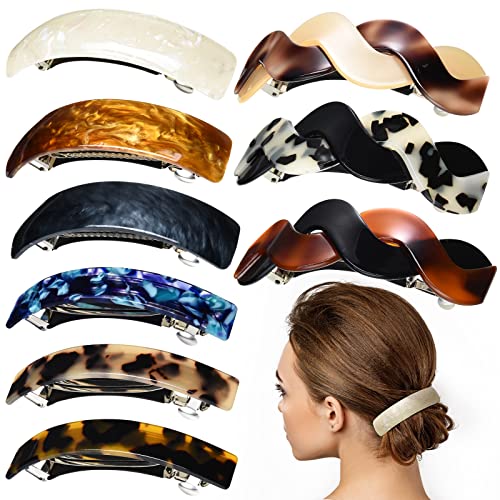 Yinder 9 Pcs Alligator Hair Clips Oval French Barrette Flat Claw Duckbill Sectioning Hair Accessories for Women Jumbo Jaw for Styling Clamps Barrettes for Gifts