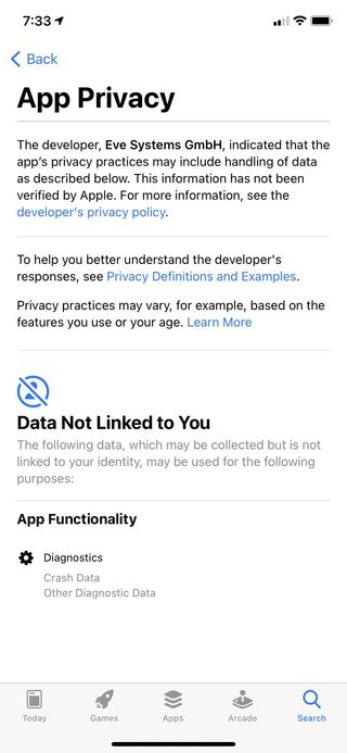Eve For Homekit App Privacy