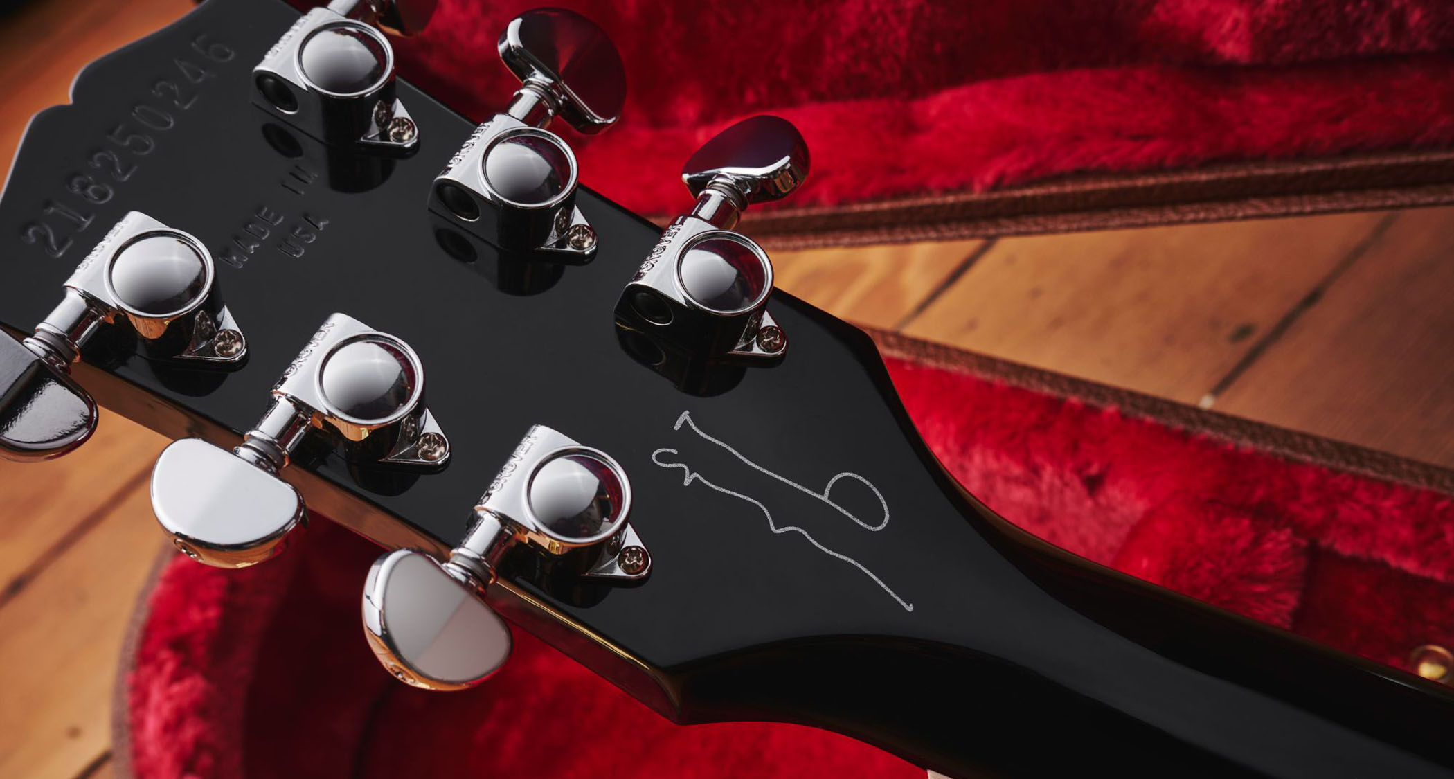 The Noel Gallagher Les Paul Standard enters the Gibson mainline range, sporting the same ebony finish and dual-P-90 configuration that made it the electric guitar of 2025.