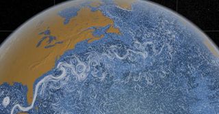 A visualization of ocean surface currents on Earth.