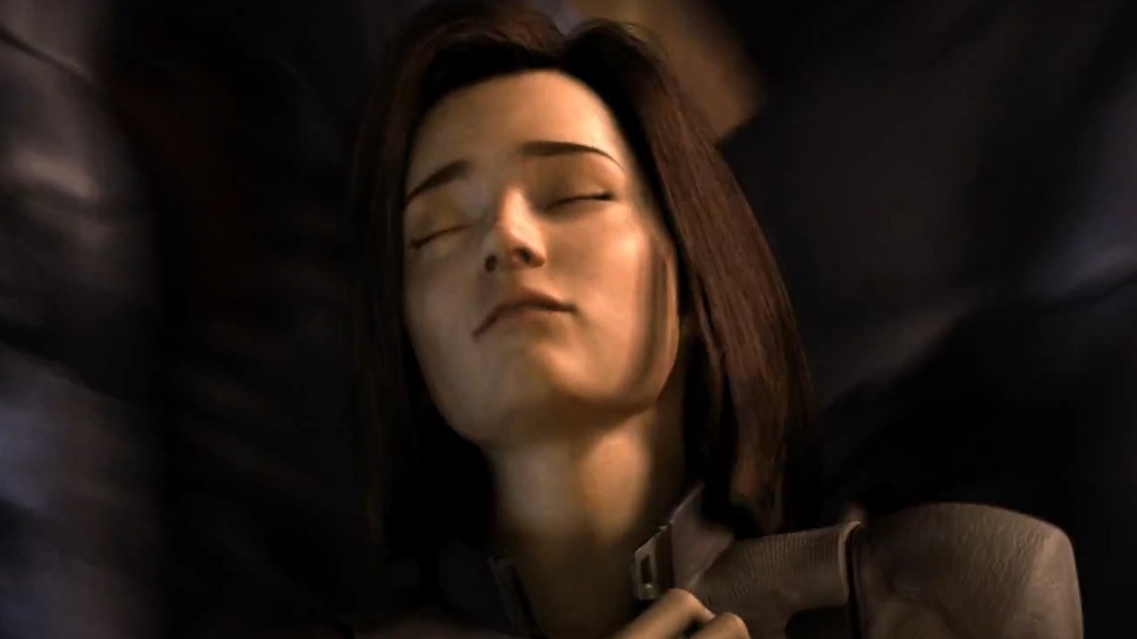 Dr. Aki Ross with her eyes closed in Final Fantasy: The Spirits Within