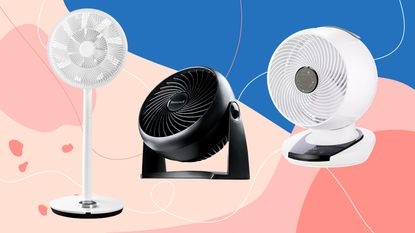The best fan tried and tested by the Ideal Home team on a blue background