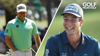 Lee Westwood and Viktor Hovland smiling