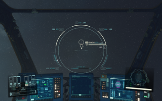An in-cockpit screenshot in Starfield, showing a lock in progress on another vessel in space.
