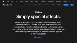 Website screenshot for Apple Motion