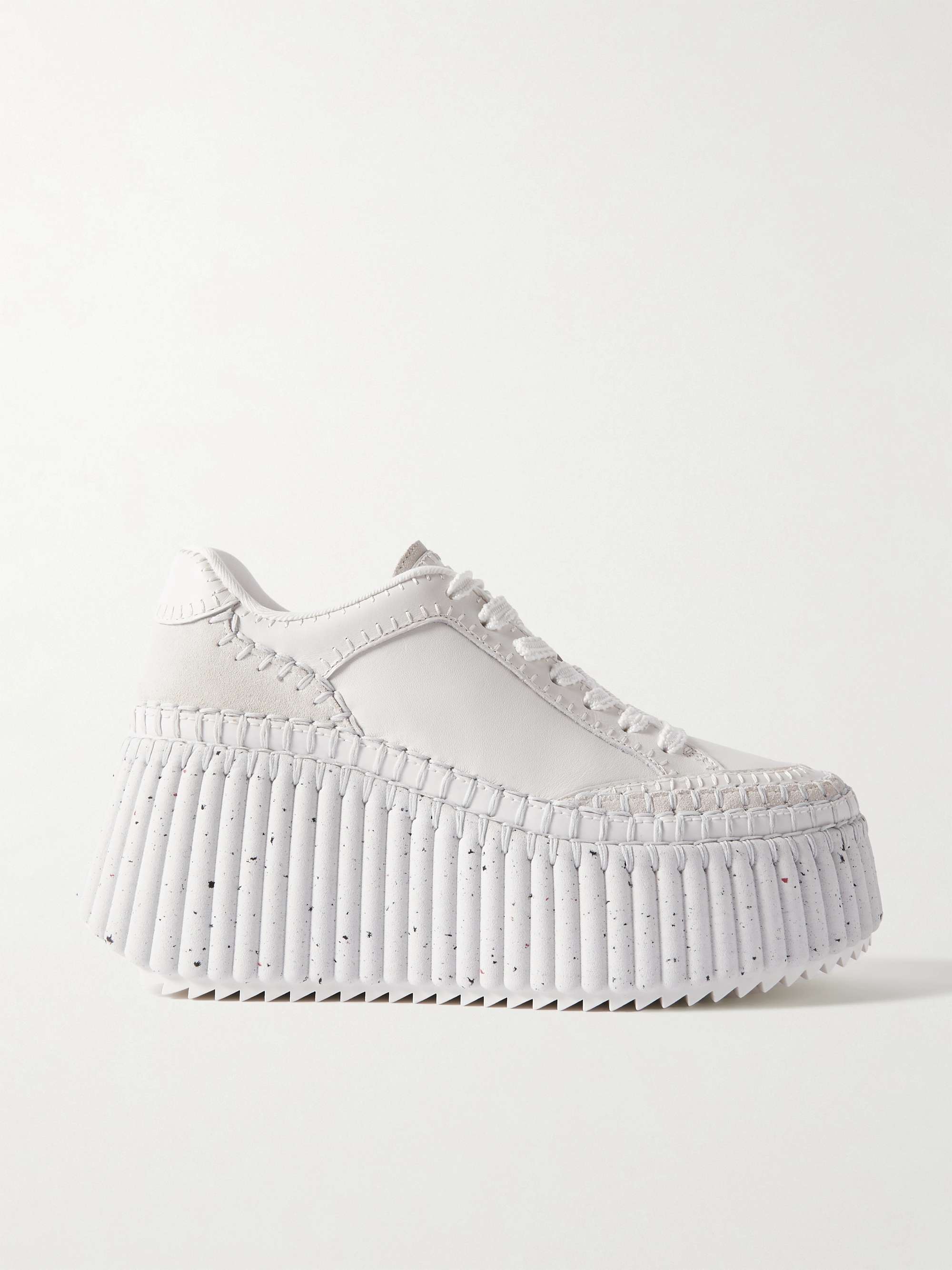 Nama Suede-Trimmed Leather Platform Sneakers