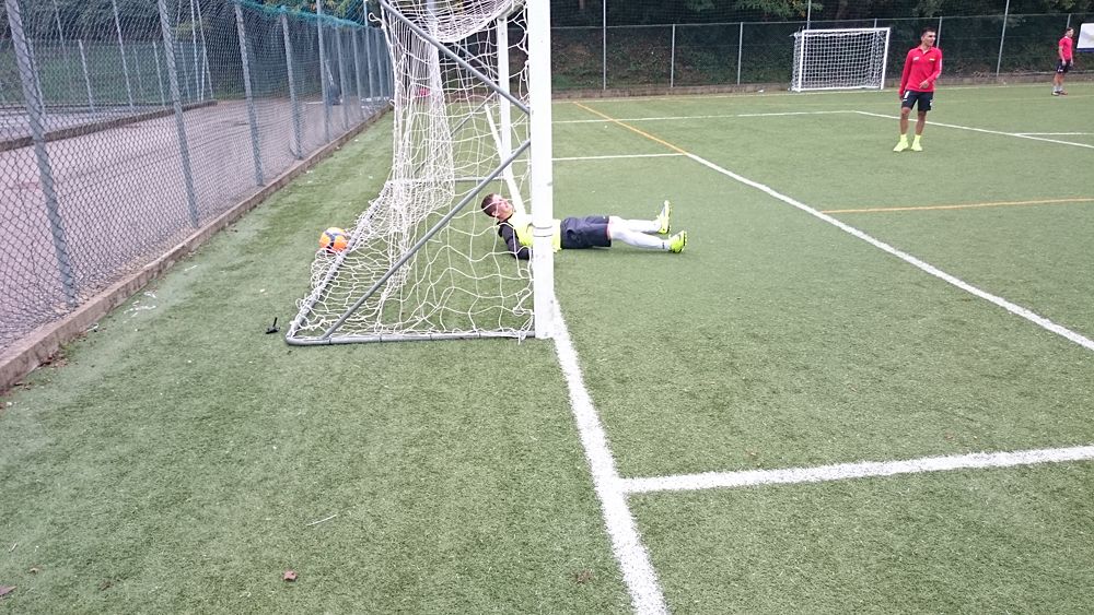 Van den Broeck was the goal keeper - Katusha host their annual team-staff soccer match in Peschiera del Garda, Italy