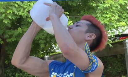 Takeru Kobayashi drinks milk