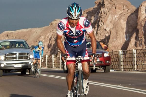 Luis Sepulveda (OGM) attacks on the climb and drops his break companions.