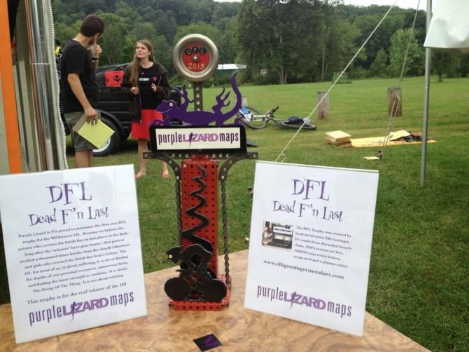 The Purple Lizard Maps DFL trophy was earned by a proud Richard Long after a 14 hour backcountry bicycling adventure