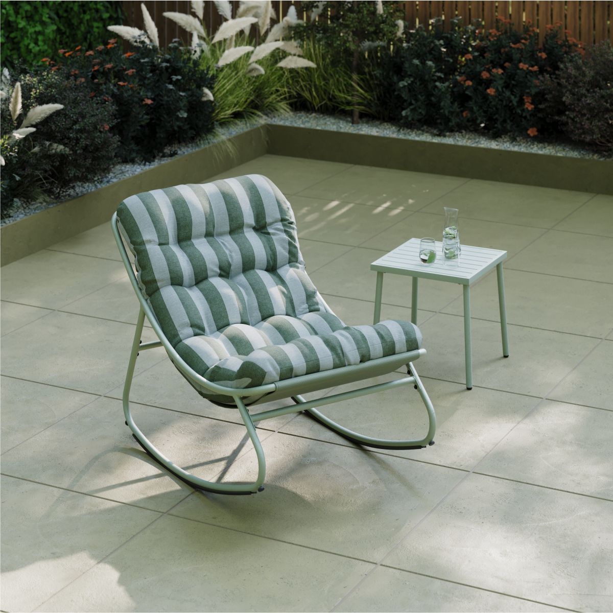 Porto Green Stripe Rocking Chair