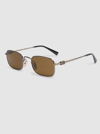 Squared Metal Sunglasses - Miu Miu - Women - Gold/brown - Unique