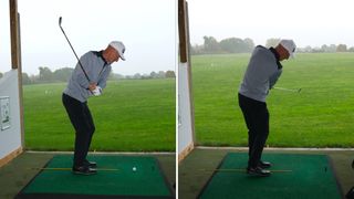 PGA pro Barney Putting hitting a golf shot at Essendon Golf Club's driving range