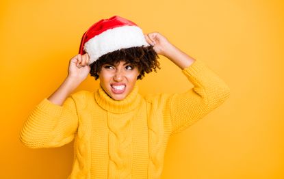 Woman in Santa hat