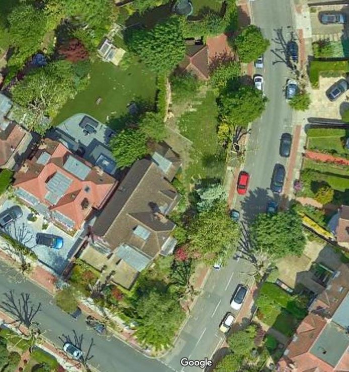 An overhead shot of Dua Lipa's garden where the building work will take place