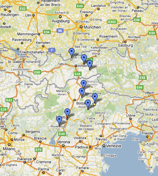 TransAlp 2011 host stage towns map