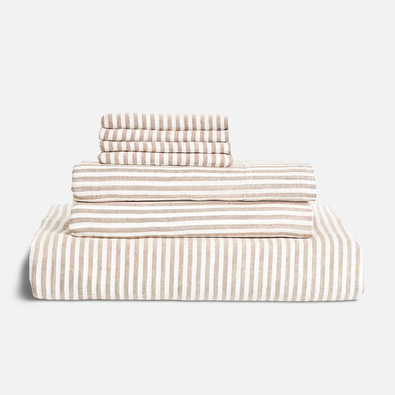 Brooklinen striped linen sheet set