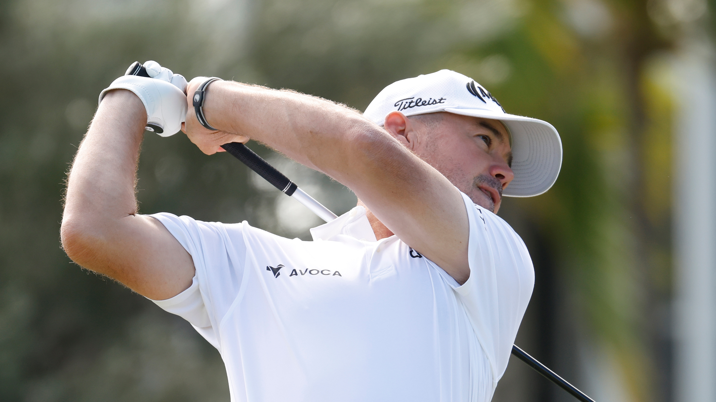 Brian Harman hits a drive during round one of The American Express in 2026