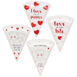 valentine print pizza plates