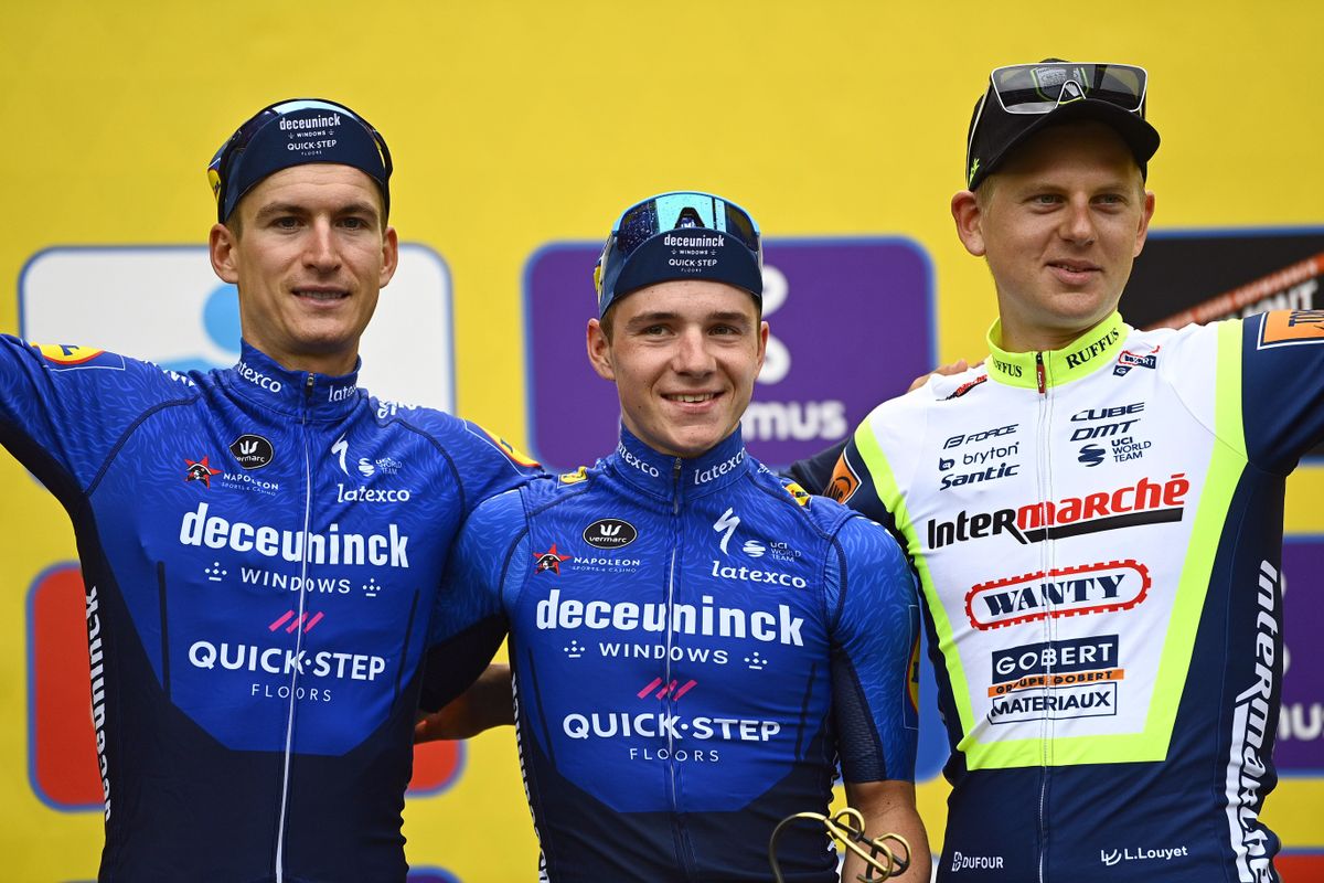 Druivenkoers - Overijse 2021 - 61st Edition - Overijse - Overijse 192 km - 26/08/2021 - Remco Evenepoel (BEL - Deceuninck - Quick-Step) - Mikkel Frolich Honore (DEN - Deceuninck - Quick-Step) - Aime De Gendt (BEL - Intermarche' - Wanty - Gobert Materiaux) - photo Gregory Van Gansen/PN/BettiniPhoto&Acirc;&copy;2021