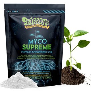 Mycorrhizal Fungi Root Enhancer for Plants - Bigger, Stronger, Healthier Roots, Use in Soil and Mycorrhizae Hydroponic - Super 20X Concentrated - Trifecta Myco Supreme (57 Grams / 2 OZ)