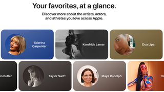 A screenshot of the Snapshot on Apple web page design showing boxes with different celebrities