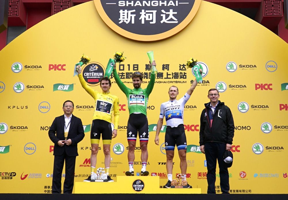 Peter Sagan on the top step of the Shanghai Criterium