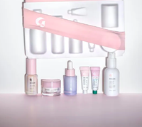 The Skincare Edit
RRP: $35/£29
Skincare skincare skincare!
In this dreamy set you get mini versions of Glossier's skicare essentials. Treat yourself to the Milky Jelly Cleanser, hydrating Super Bounce serum,  Priming Moisturizer Rich, soothing Balm Dotcom (in Original and Rose) and the Futuredew oil-serum hybrid.
This set is perfect if your skin is in need of some TLC.