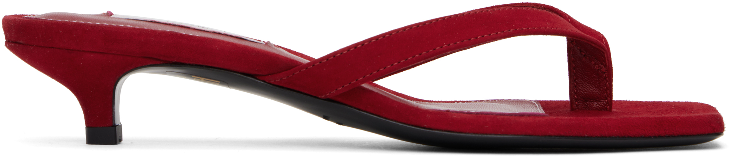 Red Suede Heeled Flip-Flops
