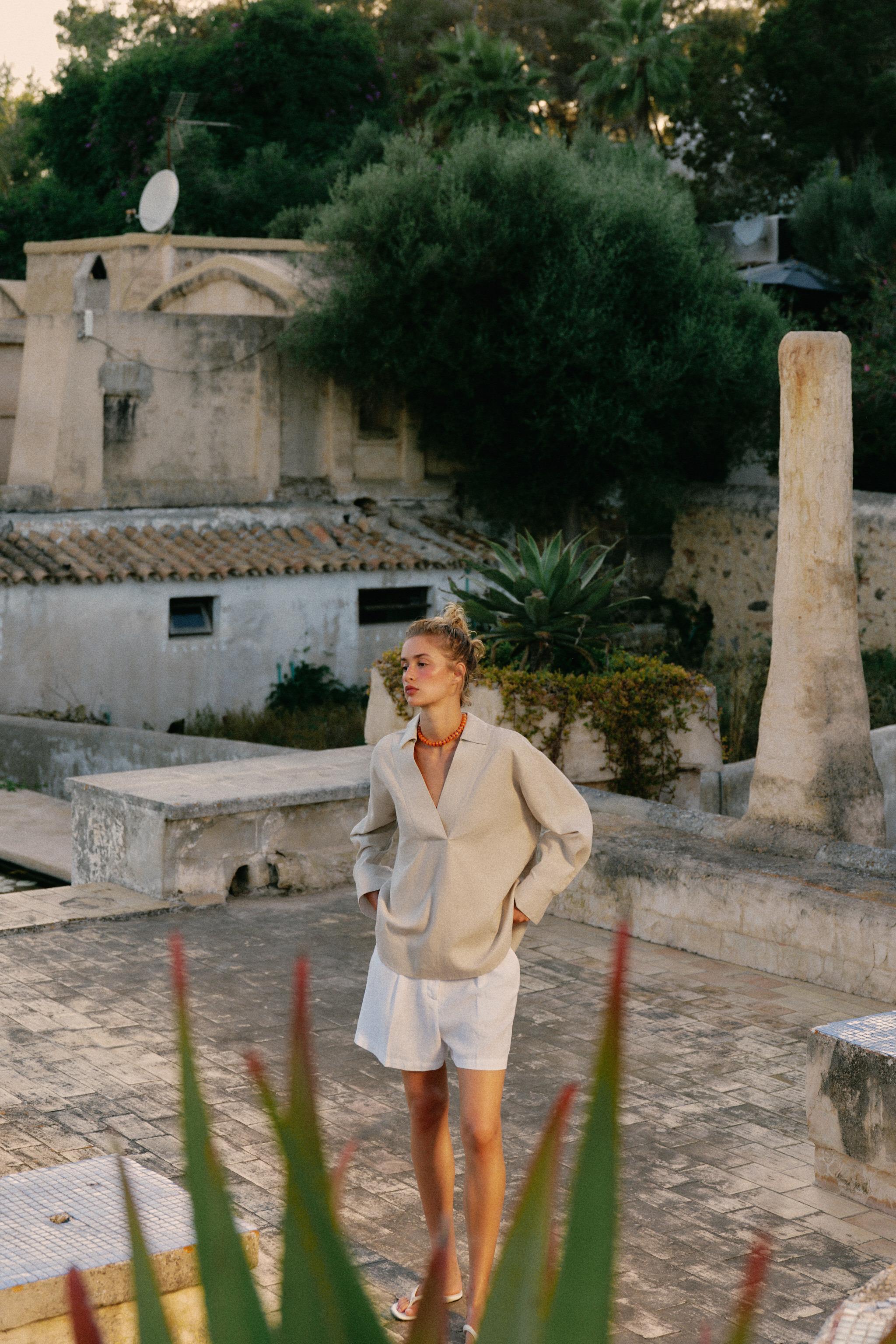 Oversized Linen Blend Blouse