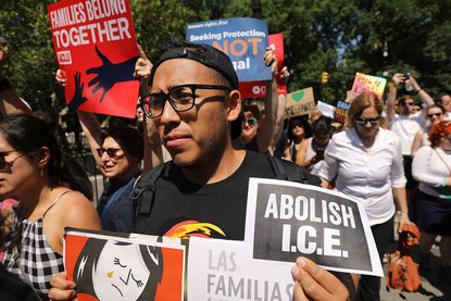 Thousands of people march in support of families separated at the U.S.-Mexico border on June 30, 2018 in New York, New York. 