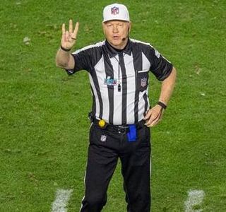 Referee Carl Cheffers announces a penalty during Super Bowl LVII between the Philadelphia Eagles and the Kansas City Chiefs on Sunday, February 12, 2023, at State Farm Stadium.