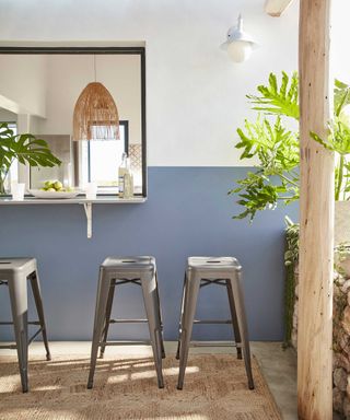 outdoor bar area with wall paint from Little Greene
