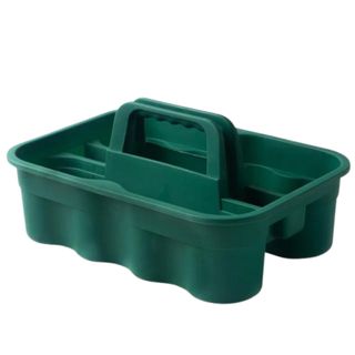 Cleaning supplies plastic caddy in forest green with handle