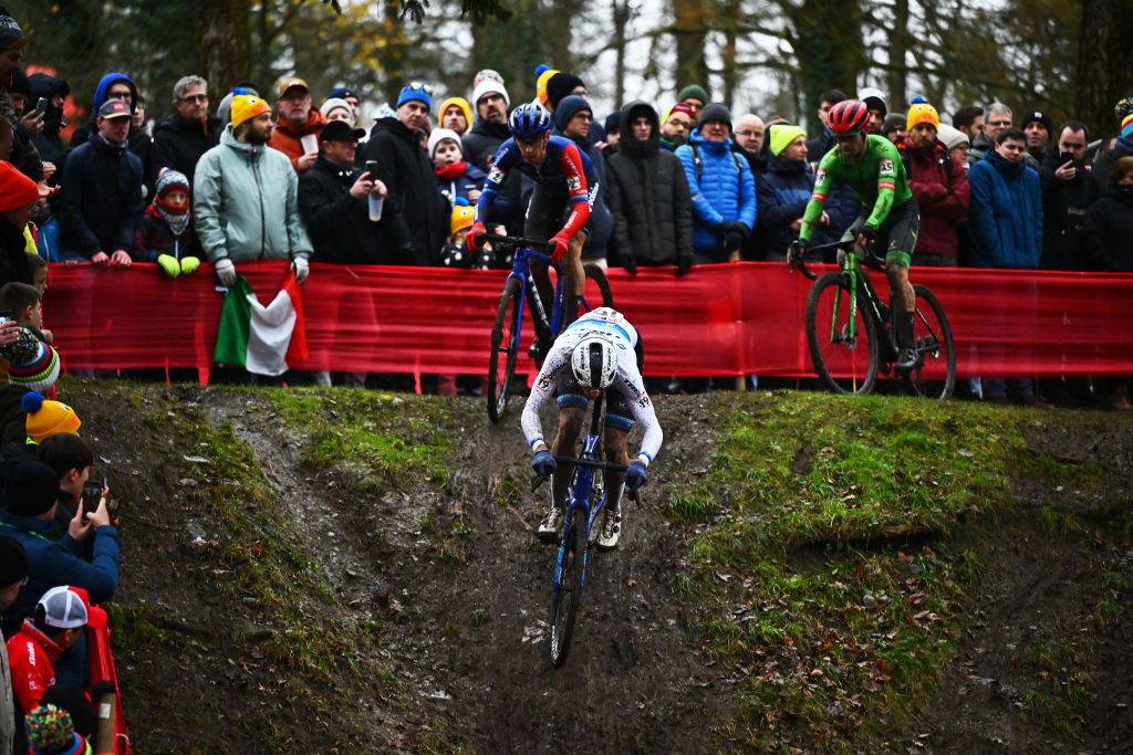 riders during the men's elite race at UCI world cupr race in namur