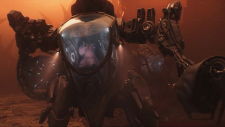 Salt, an octopus, pilots a mech suit in Exodus on a red planet