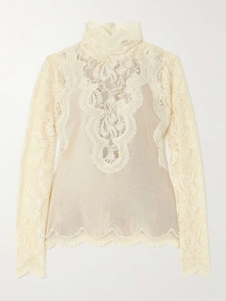 Lace and Satin Turtleneck Top