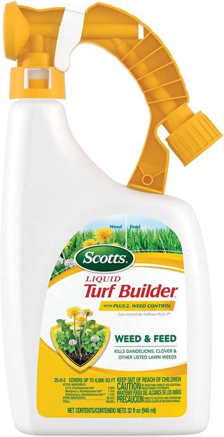 A bottle of lawn fertilizer 