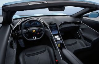 Ferrari Roma Spider front seats, steering wheel and dashboard
