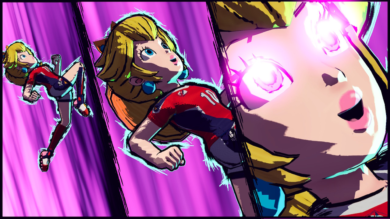 Peach setzt zu ihrem Hyperschuss ein, der je nach Geschick der Spieler überaus gefährlich sein kann.