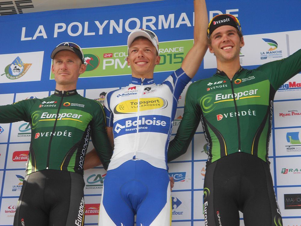 Antoine Duchesne, Oliver Naesen and Fabrice Jeandesboz on the podium